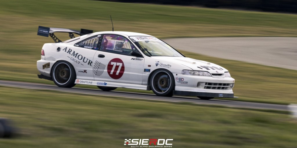 Armour Group Honda Integra Type R #77 at speed at Levels Raceway